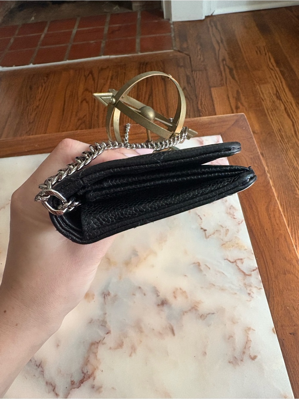 CHANEL Black Silver Hardware Quilted Caviar Leather Chain Crossbody Bag | WOC - Picture 5 of 12